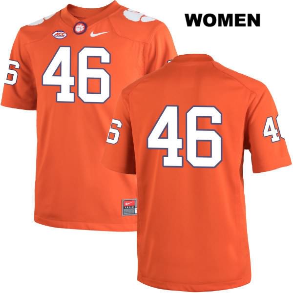 Women's Clemson Tigers #46 Jarvis Magwood Stitched Orange Authentic Nike No Name NCAA College Football Jersey OIT5246SW